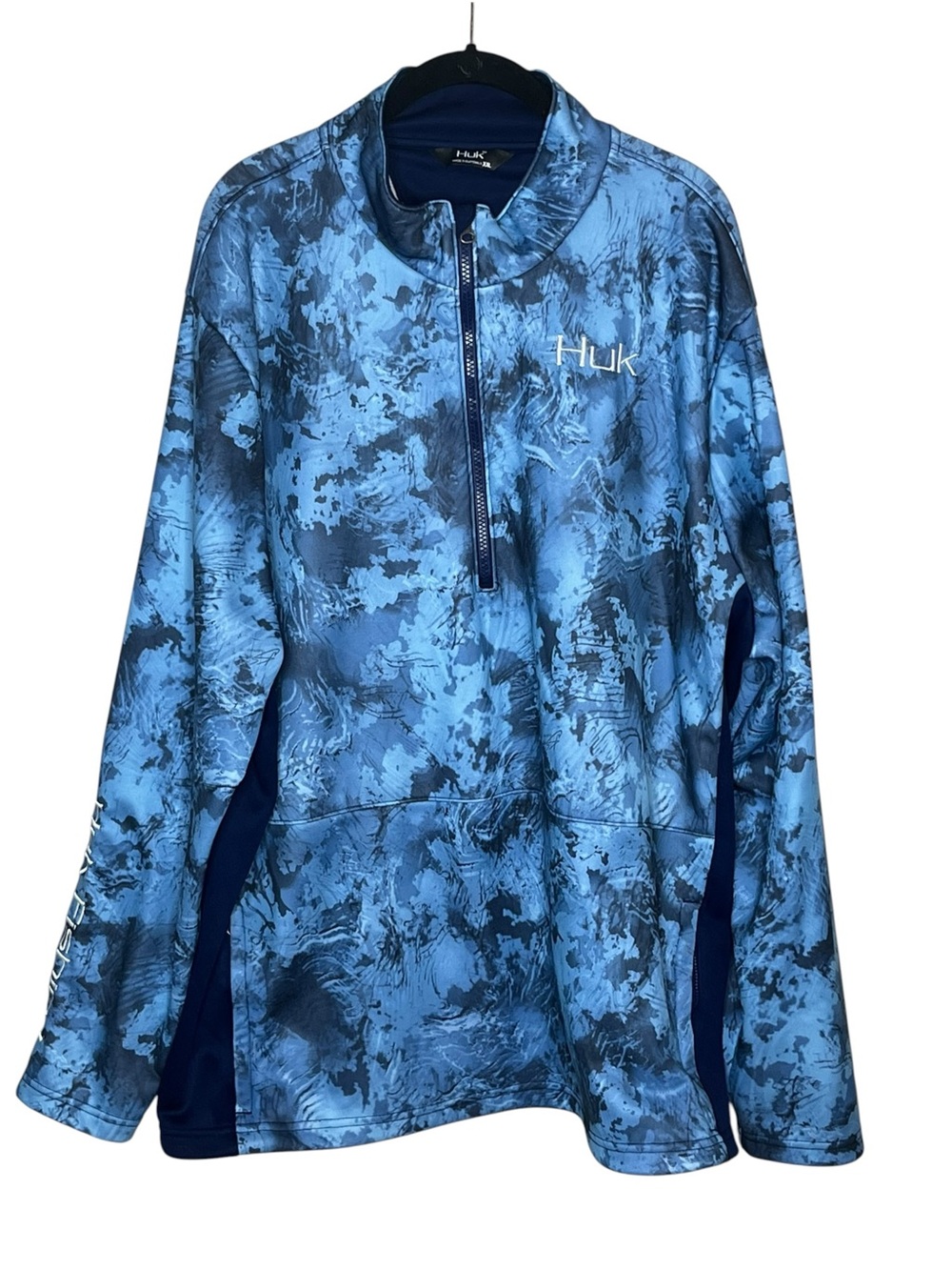 HUK KC SCOTT Print Blue Tidewater Quarter Zip